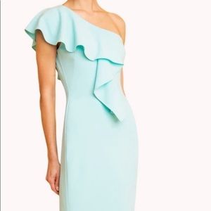 Kaplan sheath black halo one shoulder dress